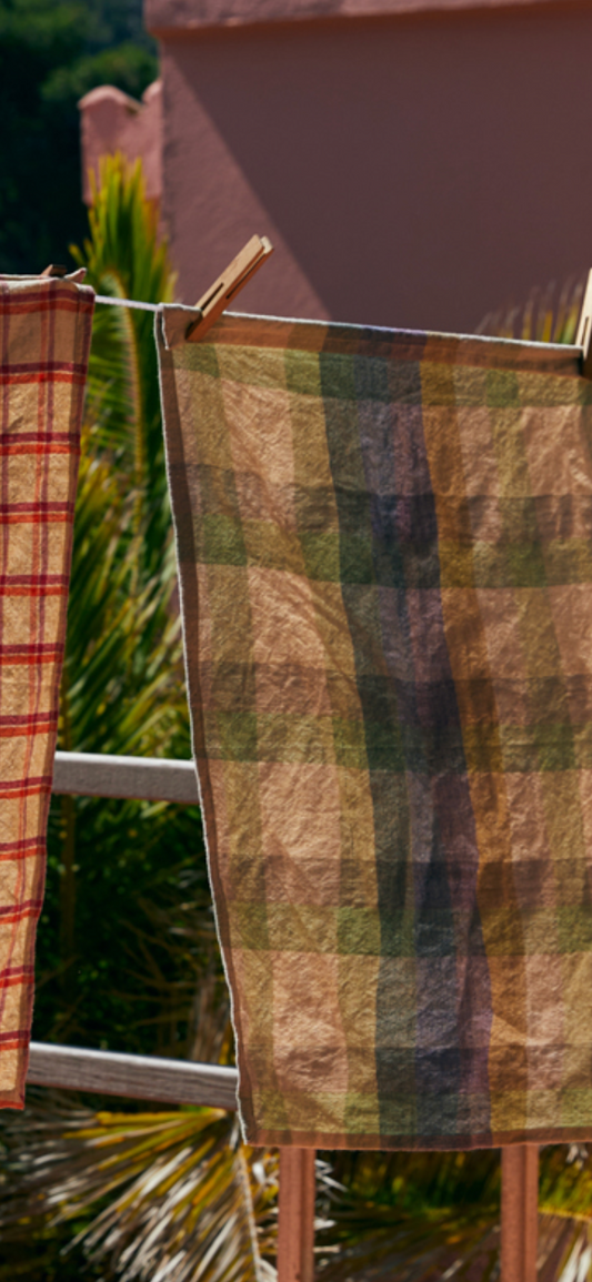 Vida check tea towel multicoloured 50x70