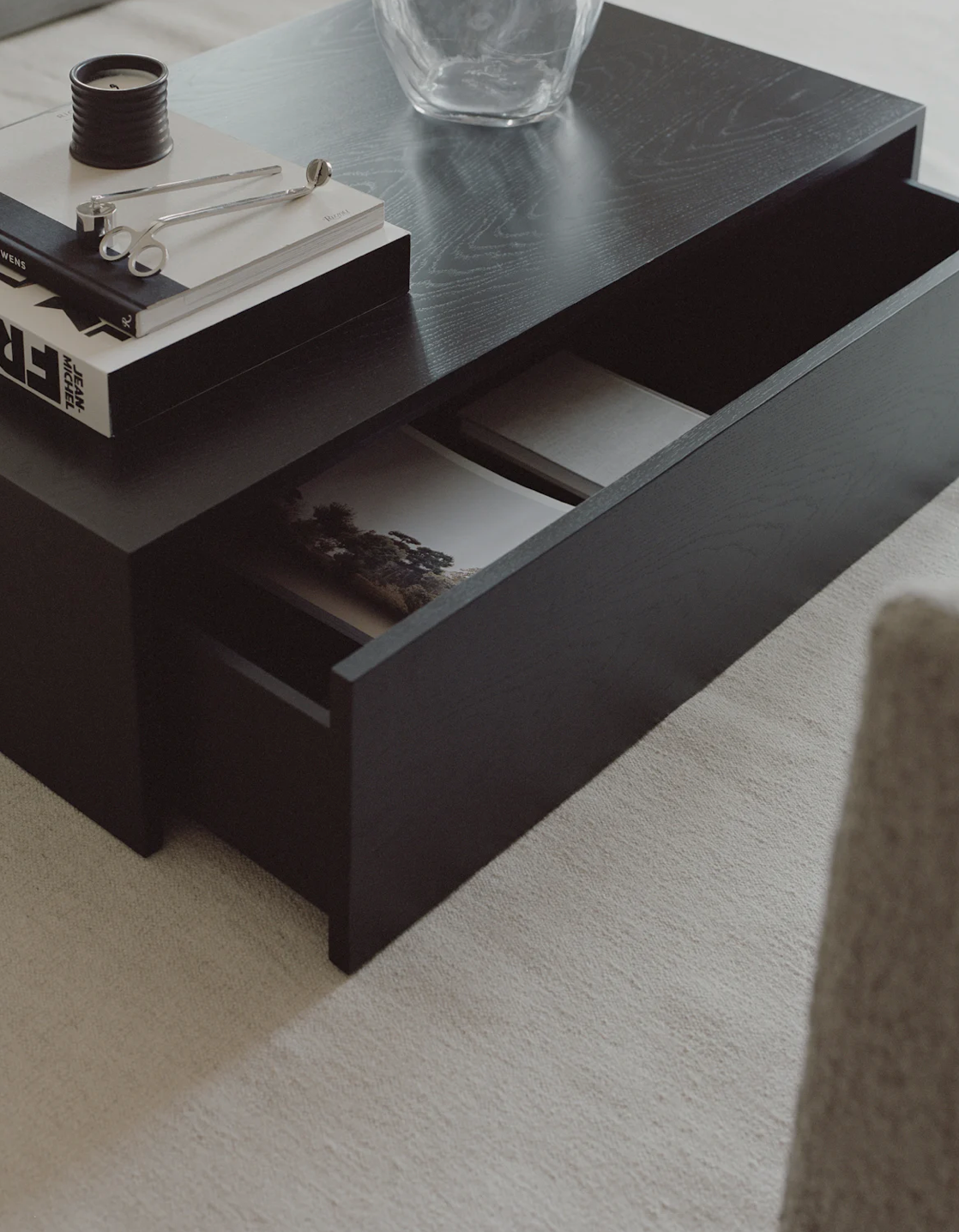 Mass Coffee Table High w. Drawer Black H270 x W: 1030 x D: 600 mm