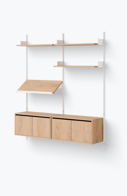 Living Shelf Cabinets Low w. Doors white/oak