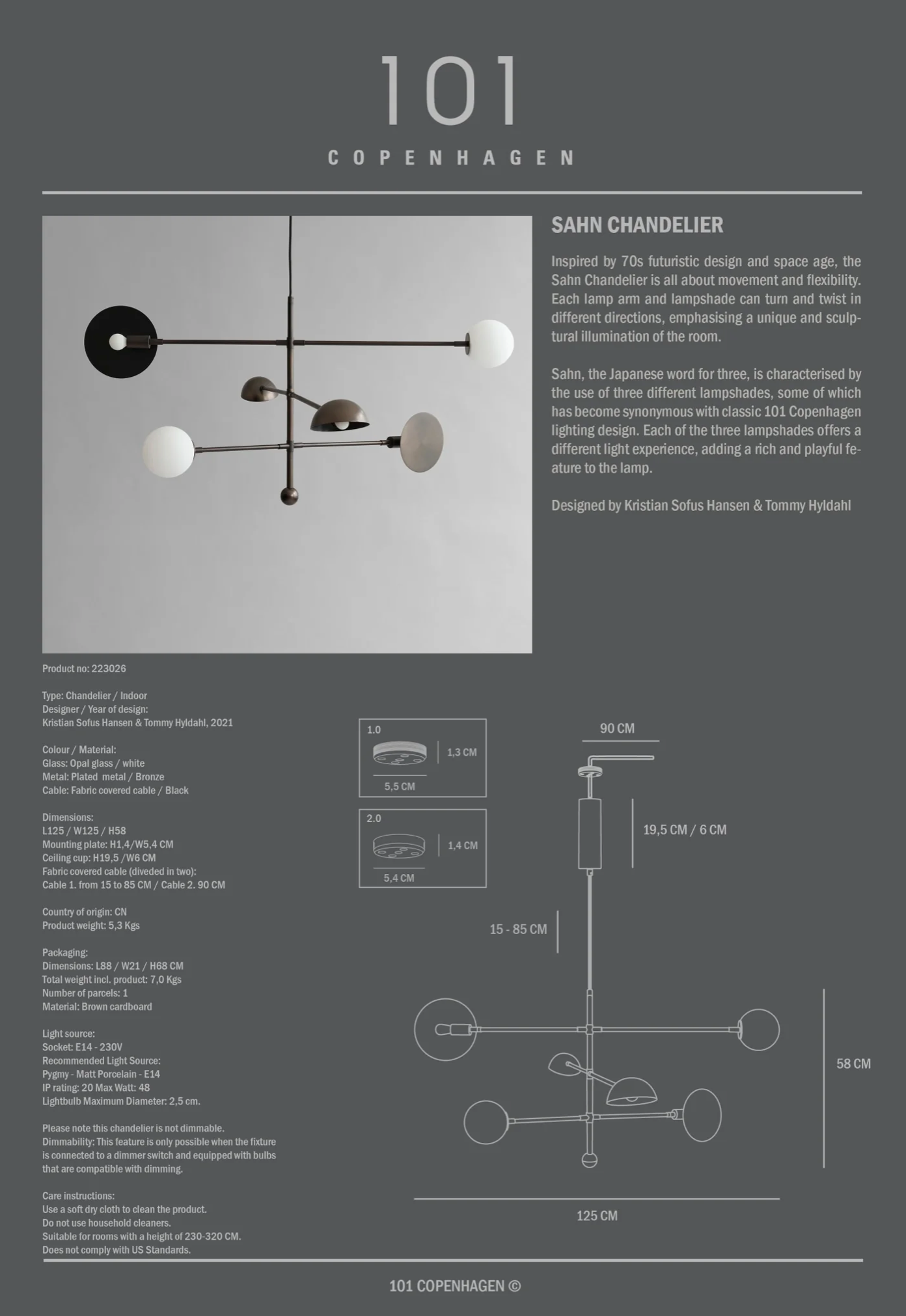 Sahn Chandelier - Bronze