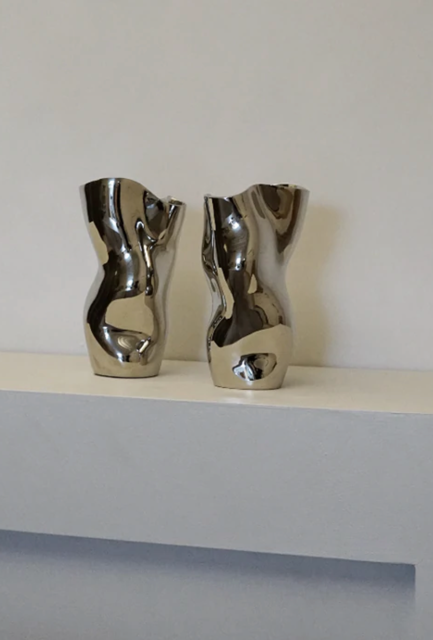 Ostrea Rock glass vase silver