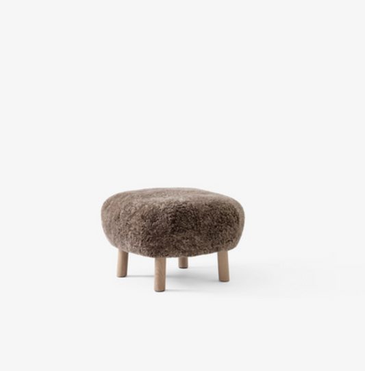 Pouf Little Petra ATD1 white oiled oak w/sheepskin Sahara 17mm