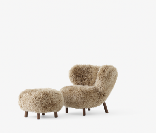 Pouf Little Petra ATD1 oiled walnut w/sheepskin honey 50mm