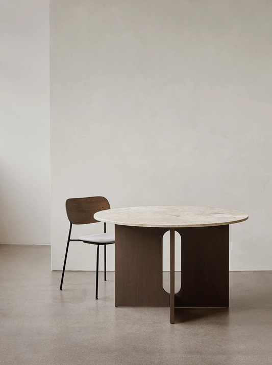 Androgyne Spisebord -  Mørkbeiset eik/sand & Kunis brescia Ø120