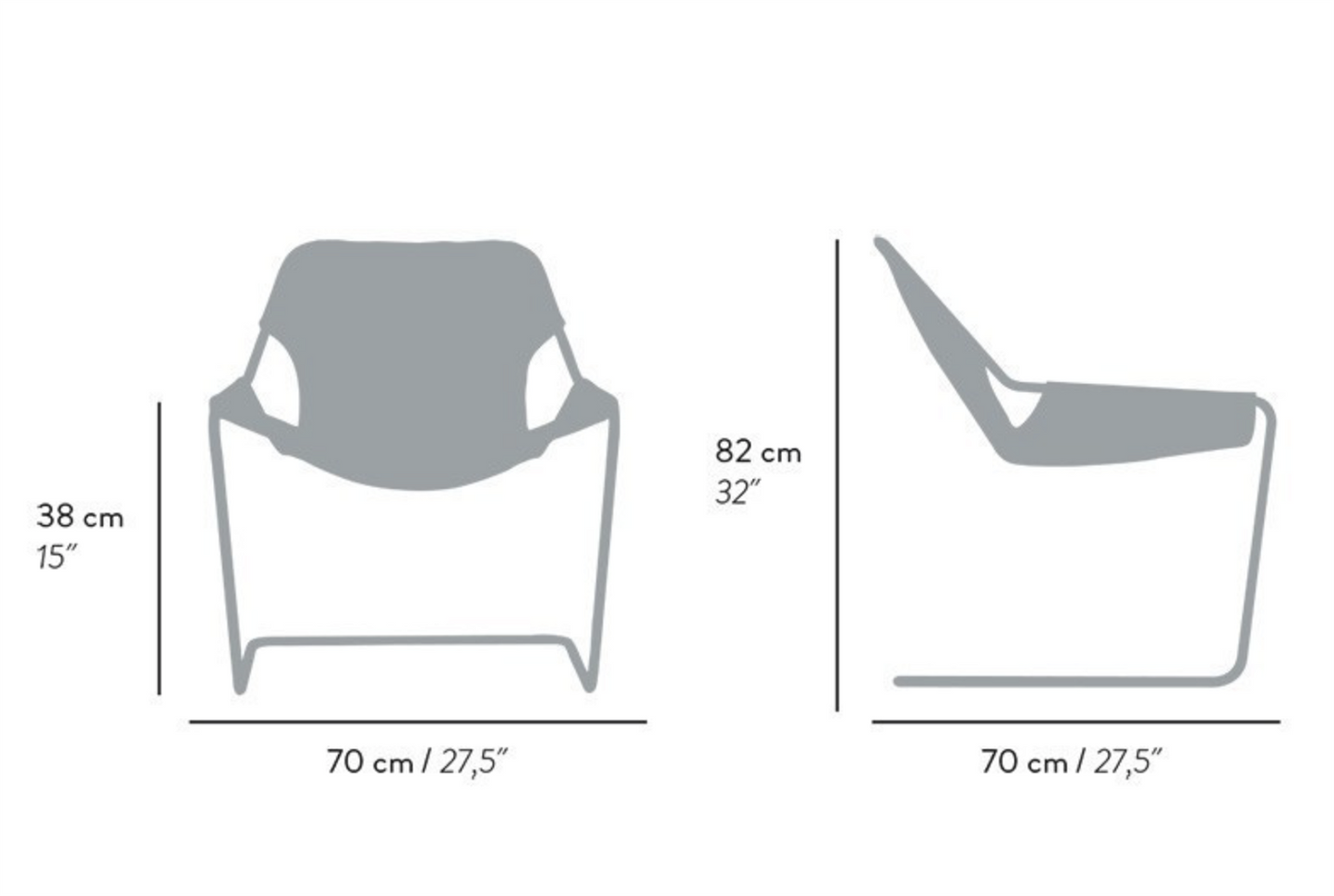 Paulistano armchair stainless steel black matte leather