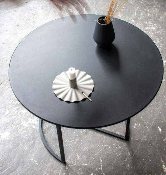 Ljå sofabord lakkert metall sort, 80