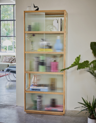 display cabinet ribbed glass natural
