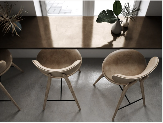 High stool backrest natural matt lacquered oak 74 cm