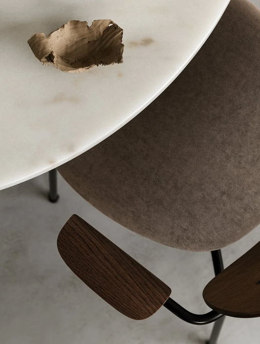Harbour Column Dining Table / Circular / Black, Off White Marble / Ø150
