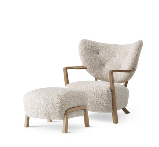 Wulff Pouf ATD3 oiled oak w. sheepskin 17 mm moonlight