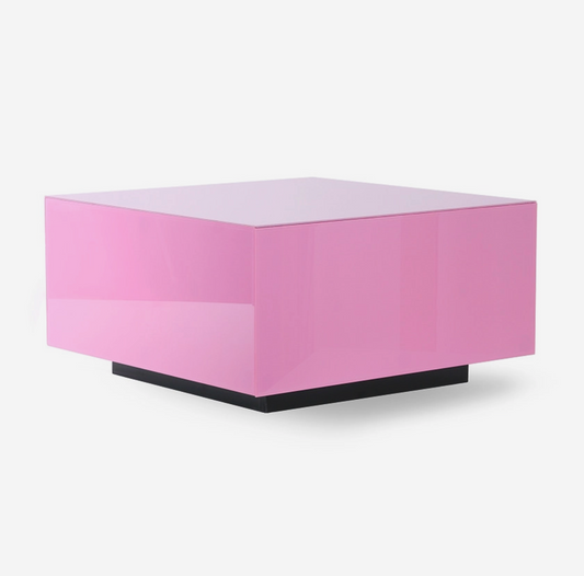 pink block mirror table sofabord