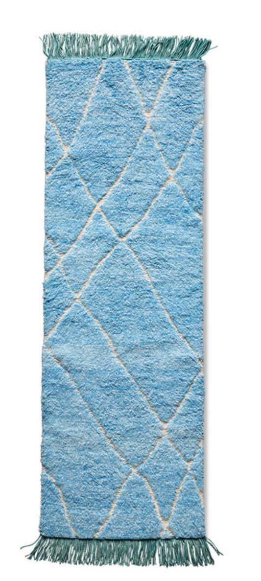 handwoven woolen runner blue/turquoise 80x250