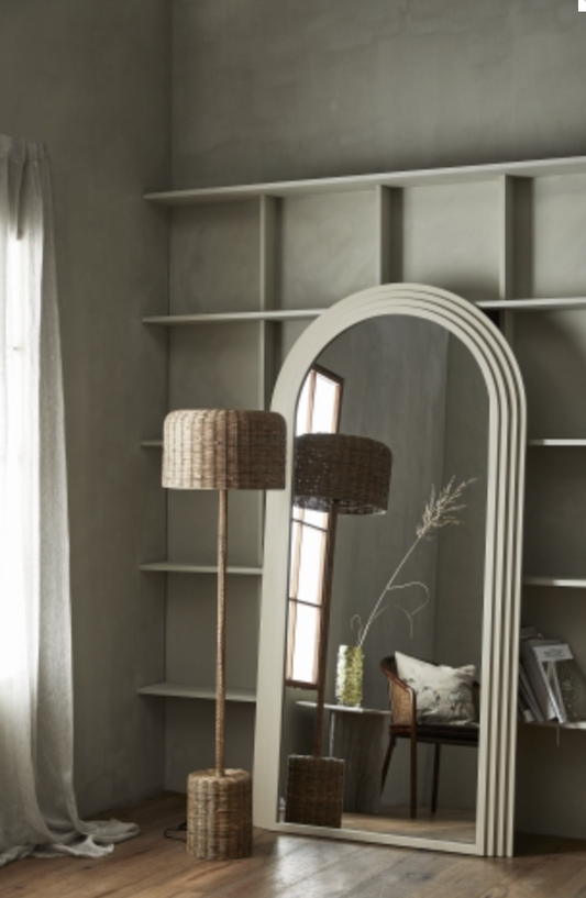 Cane rattan floor lamp
