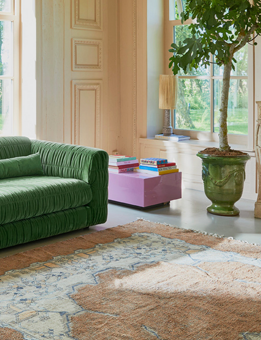 pink block mirror table sofabord