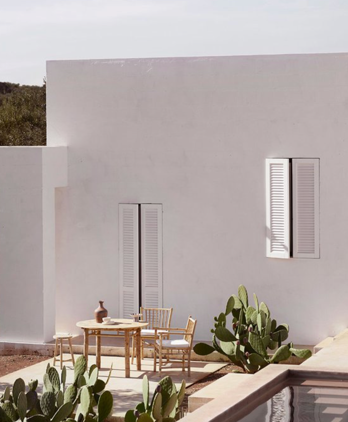 Bambus spisestol m/armlener (2 stk.) inkl. pute