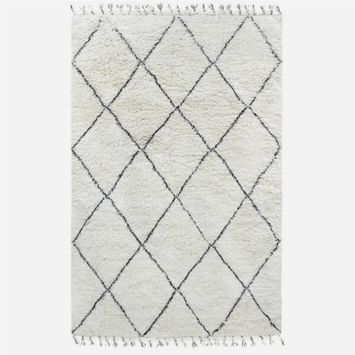 woolen berber rug 200x300cm sort/hvit