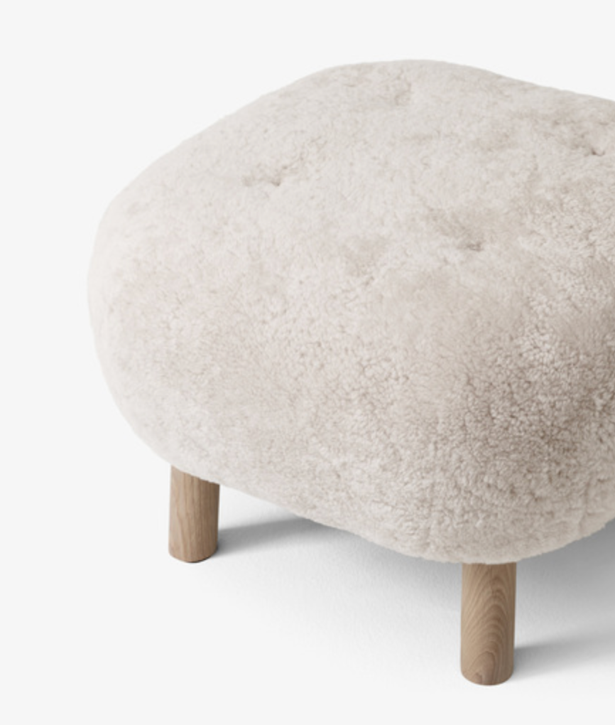 Pouf Little Petra ATD1 white oiled oak w/sheepskin moonlight 17mm