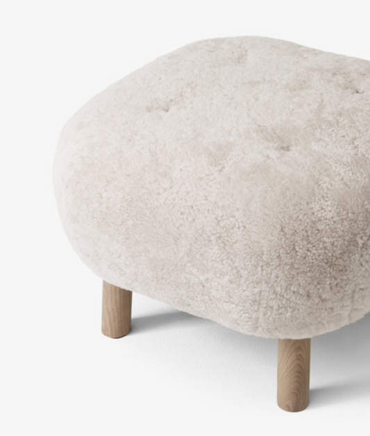 Pouf Little Petra ATD1 white oiled oak w/sheepskin moonlight 17mm