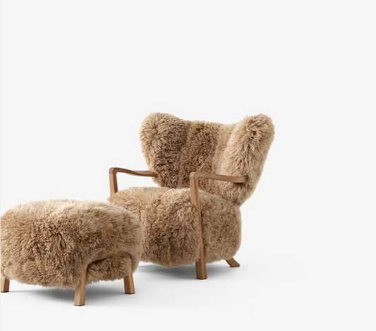 Wulff Pouf ATD3 oiled oak w. sheepskin 55 mm honey