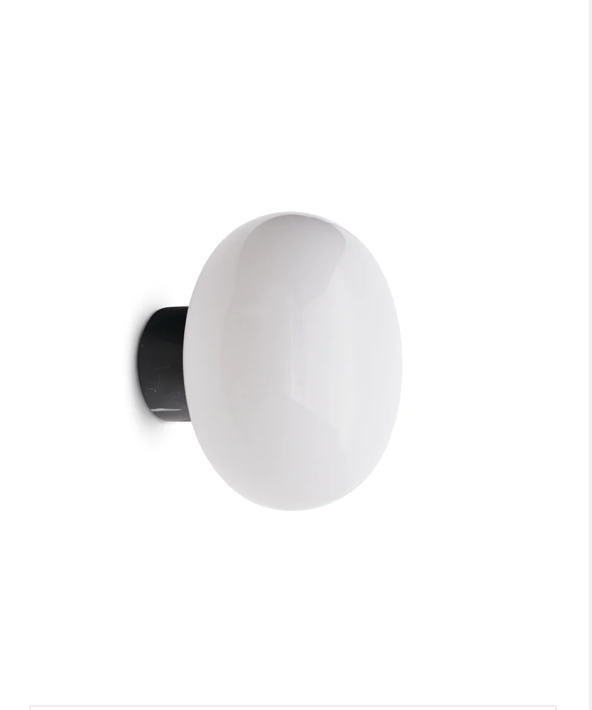 Karl-Johan Wall Lamp, Bathroom Black Marble w. White Opal Glass