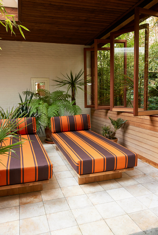 Outdoor Daybed Teak Retro pattern