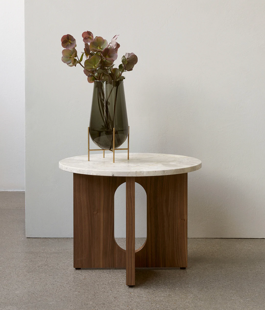 Androgyne side table  Ø 50 - Dark stained oak/kunis Breccia Sand