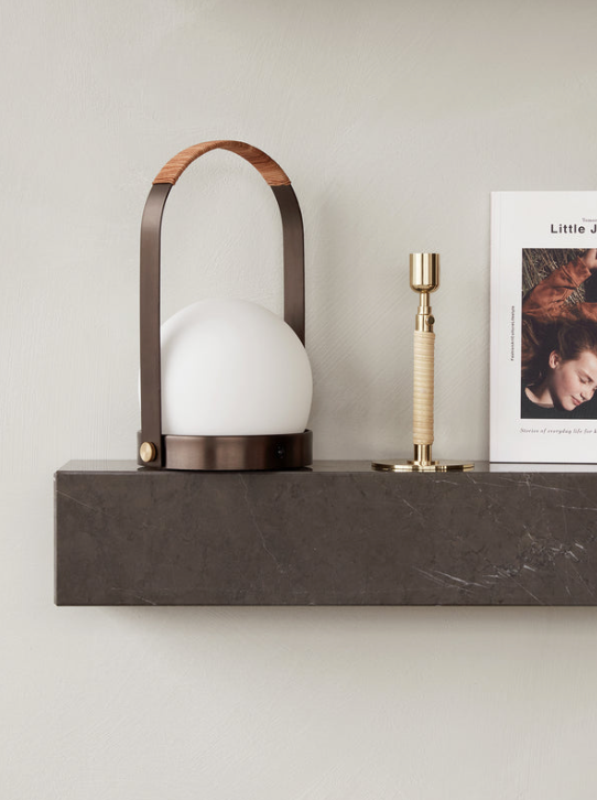 Carrie Table Lamp, leather - Bronzed Brass / Leather