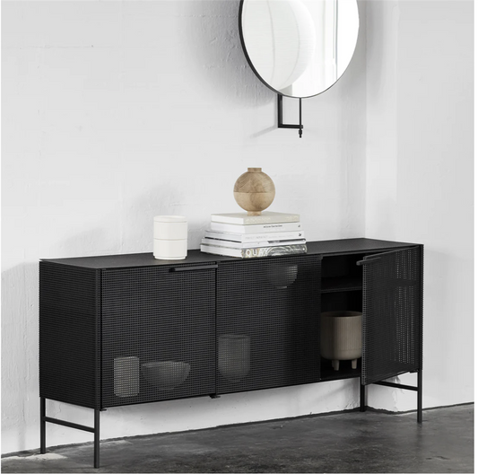 Grid sideboard black steel