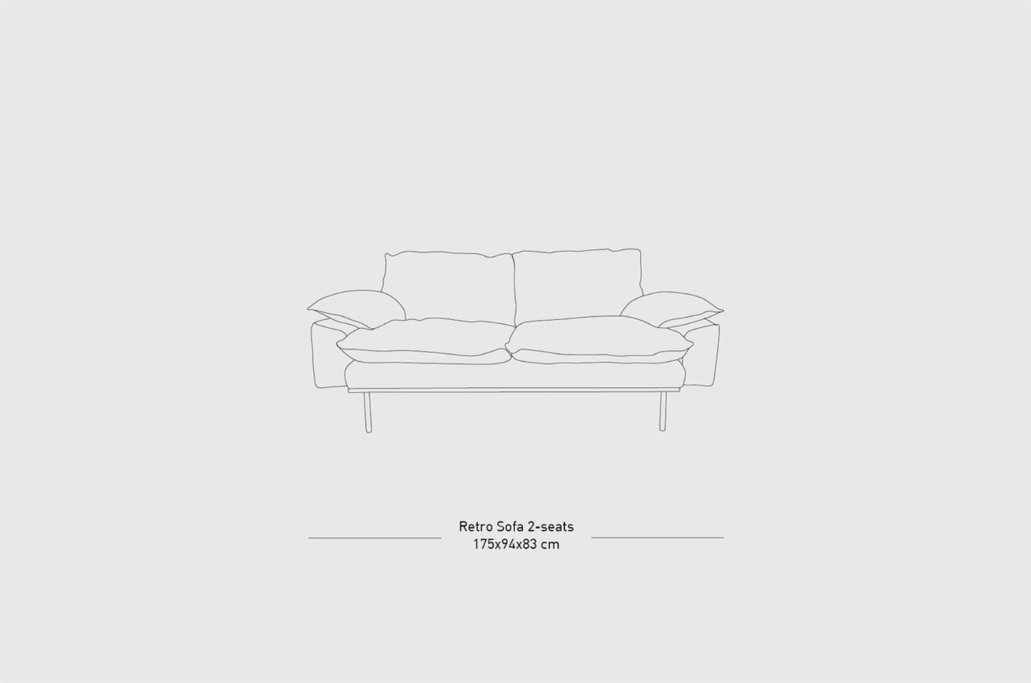 Retro sofa, 2-seats flere farger