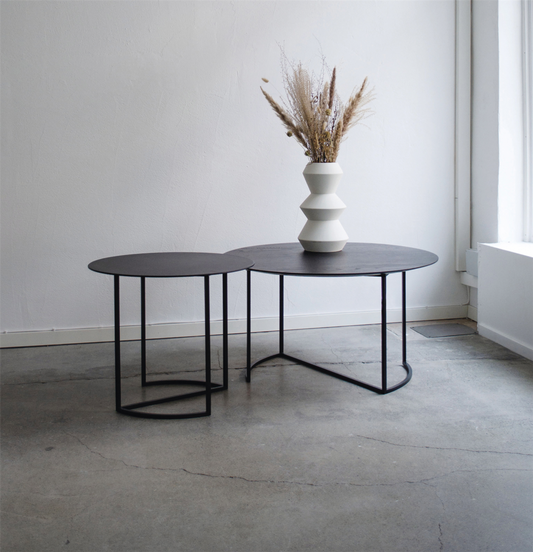 Ljå sofabord lakkert metall sort, 80