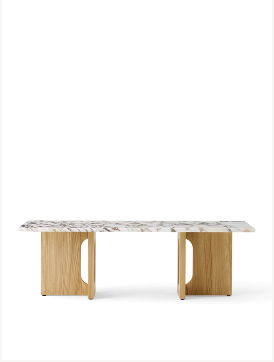 Androgyne Sofabord natural oak /calacatta  viola marble
