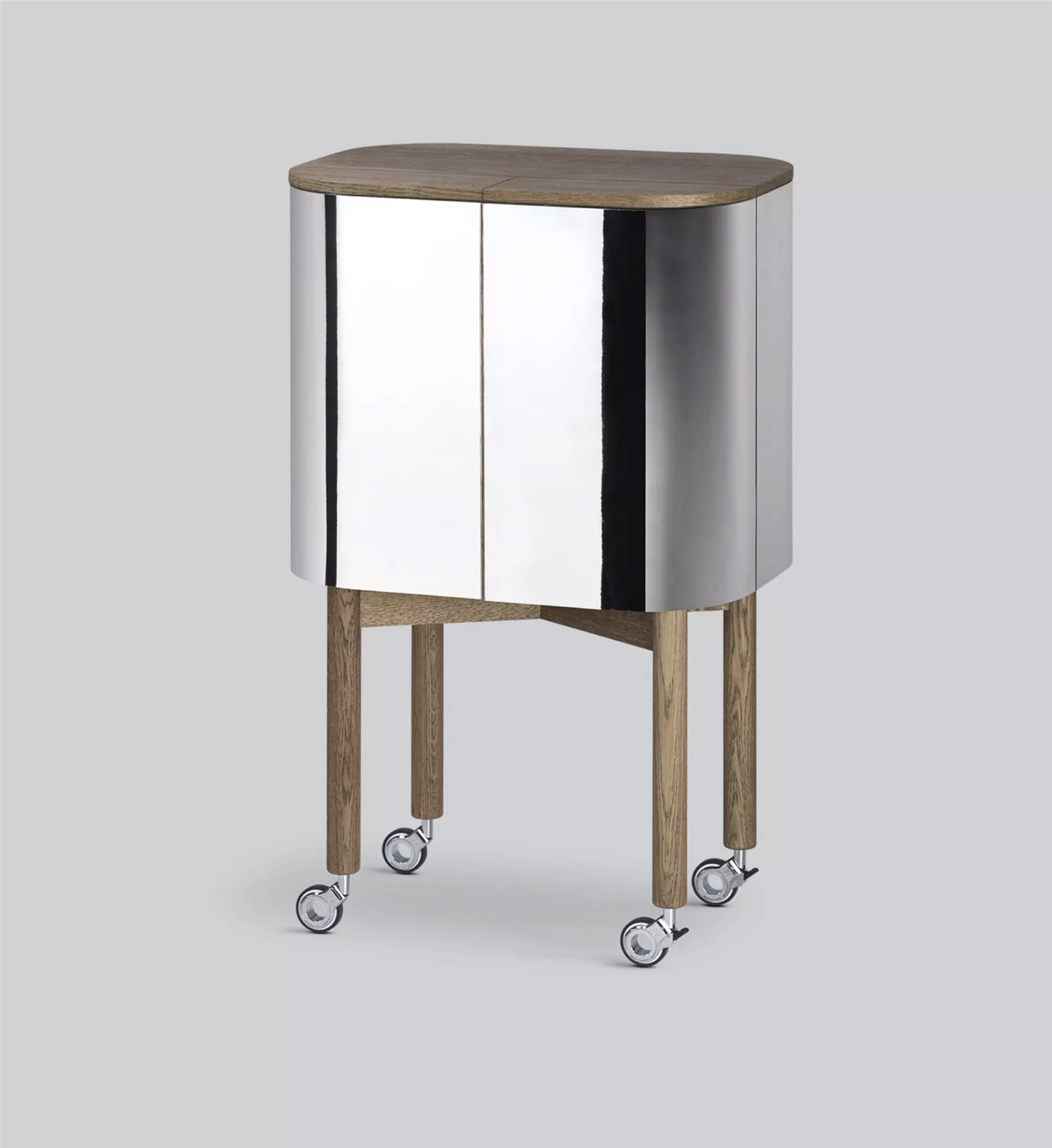 Loud bar cabinet mirror/smoked oak finish