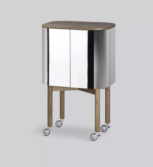 Loud bar cabinet mirror/smoked oak finish