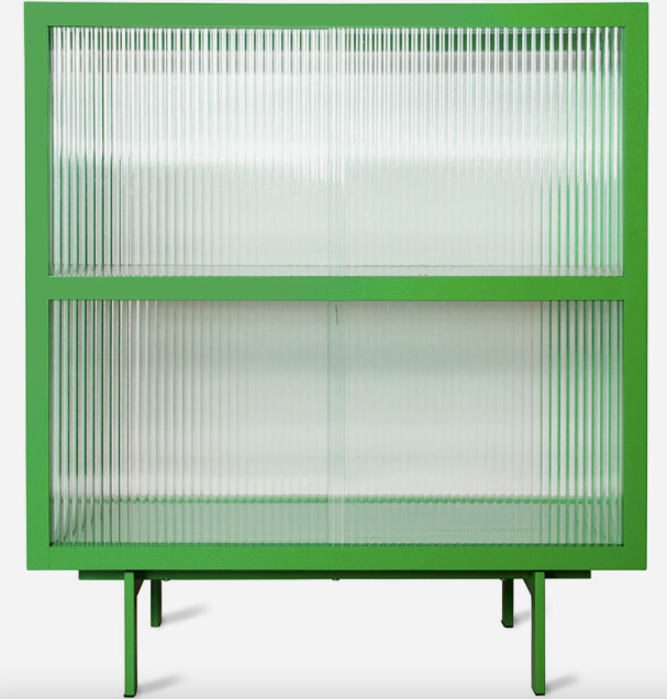 cupboard ribbed glass fern green