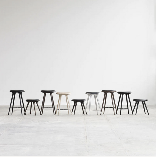 High stool, black stained beech 69 cm