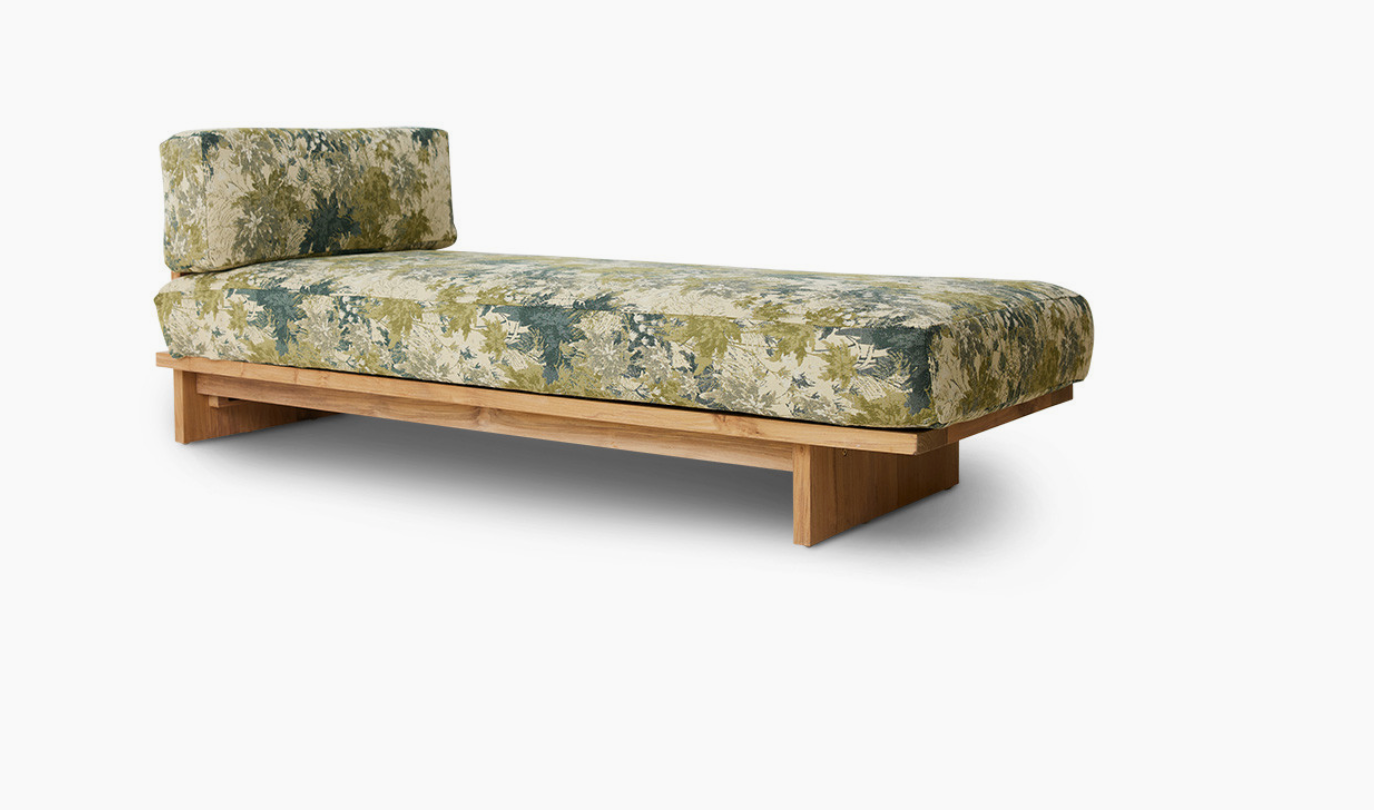 Outdoor Daybed Teak Botanical pattern