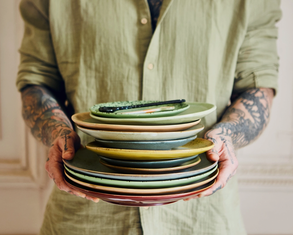 ceramic 70s side plates mist set 2