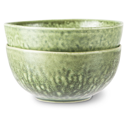 THE EMERALDS: CERAMIC BOWL ORGANIC, GREEN (SET OF 2)