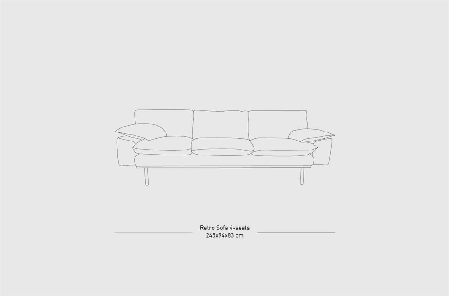 Retro sofa, 4-seter flere farger