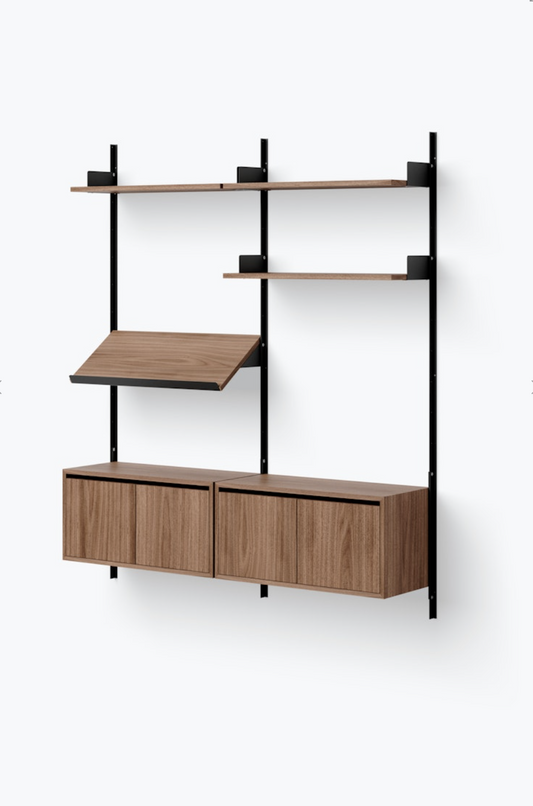 Living Shelf Cabinets Low w. Doors black/walnut