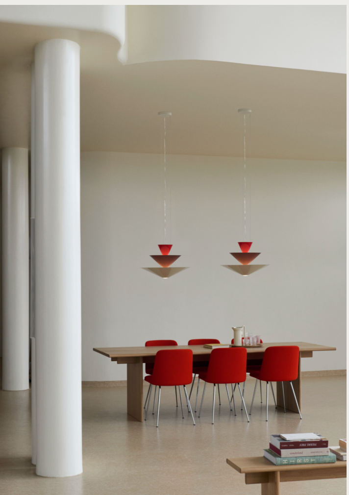 Gio LN14 Chandelier Vermilion Red, Dark Burgundy & Ecru White