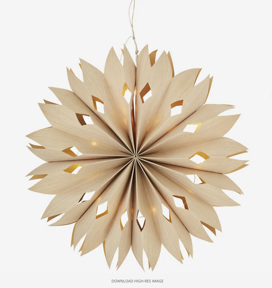 VENEER PAPER STAR W/ LIGHTS