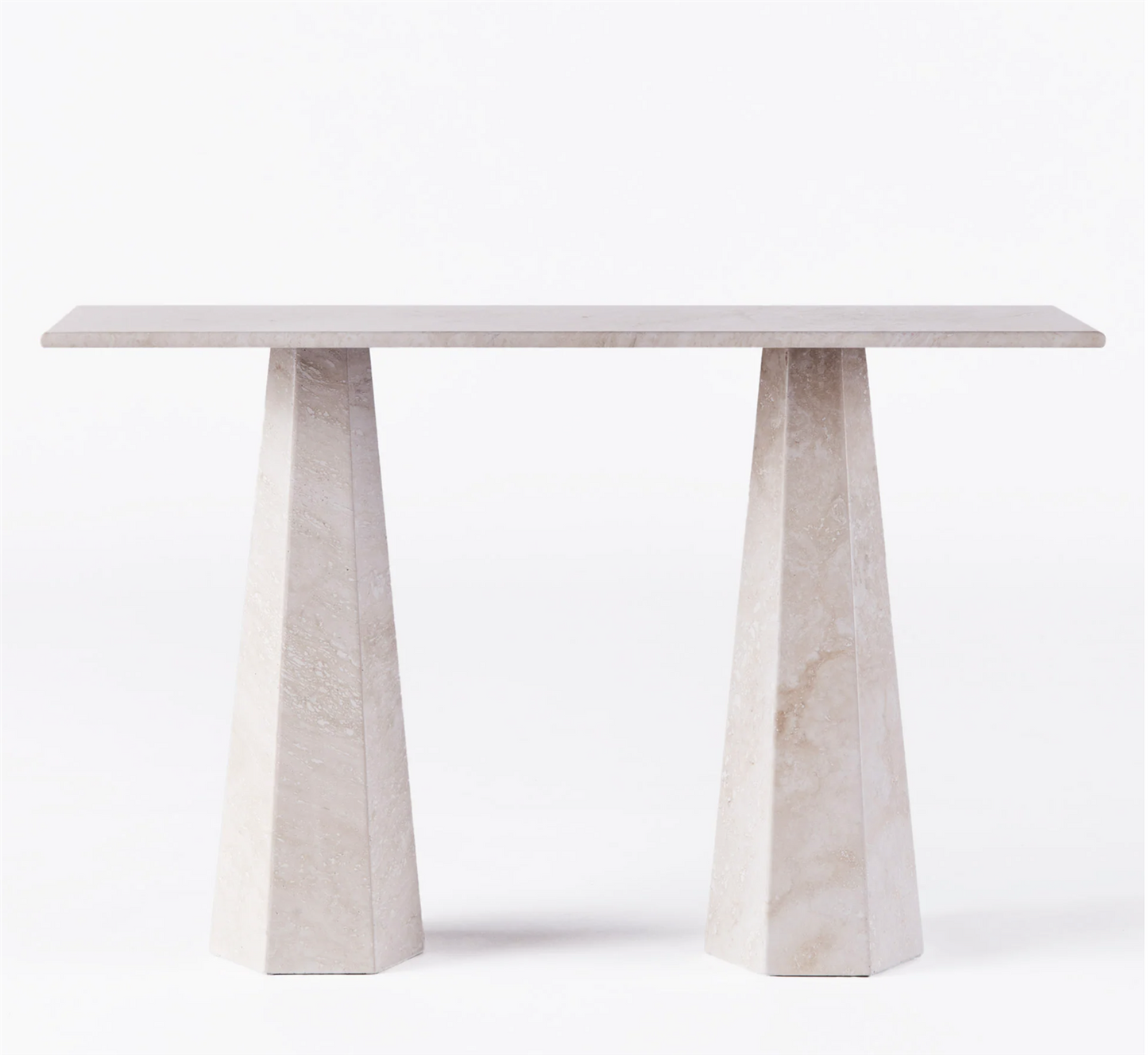 HEXAGON CONSOLE TABLE TRAVERTINO BIANCO AV EDIN & LINA KJELLVERTZ