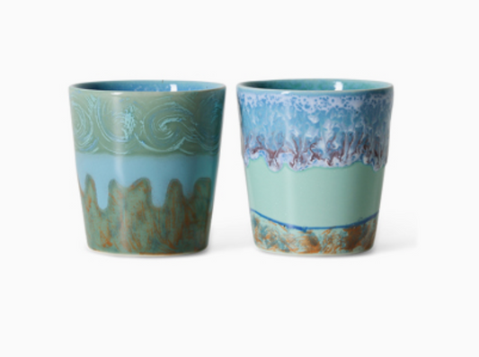 70s Van Gogh set of 2 coffee mugs Self Portrait