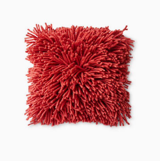 Rugged woolen cushion cherry red, 50x50cm