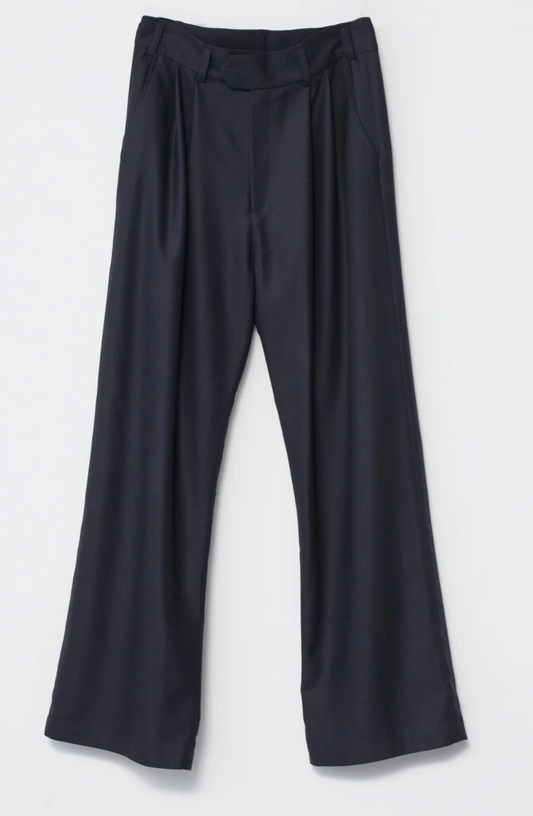 Fine wool wide box trousers navy size 1