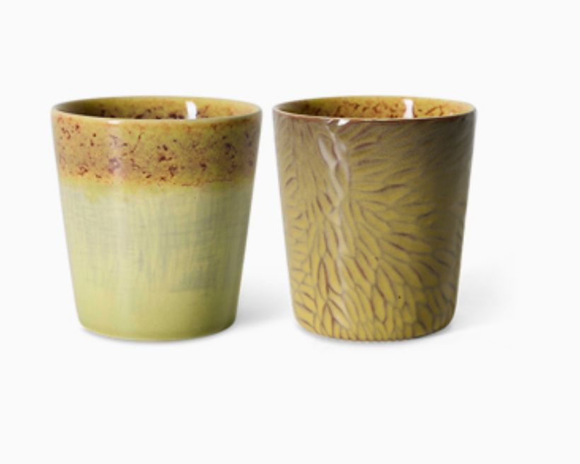 70s Van Gogh set of 2 coffee mugs Sunflowers