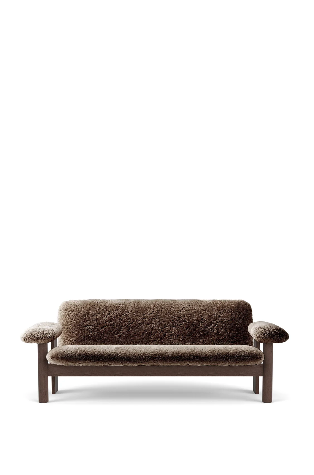 BRASILIA SOFA, SHEEPSKIN  SHARAH/ DARK STAINED OAK