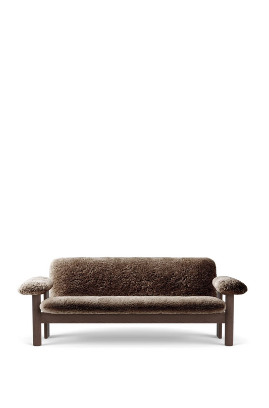 BRASILIA SOFA, SHEEPSKIN  SHARAH/ DARK STAINED OAK