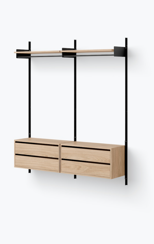 Wardrobe Shelf Cabinets w. Drawers black/oak